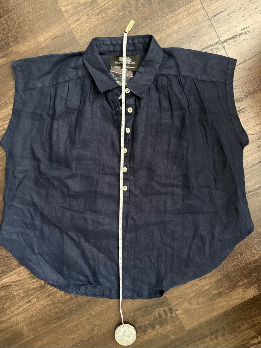 NWT J.Crew Baird McNutt Irish Linen Navy Popover Top XS Collared - Picture 6 of 10